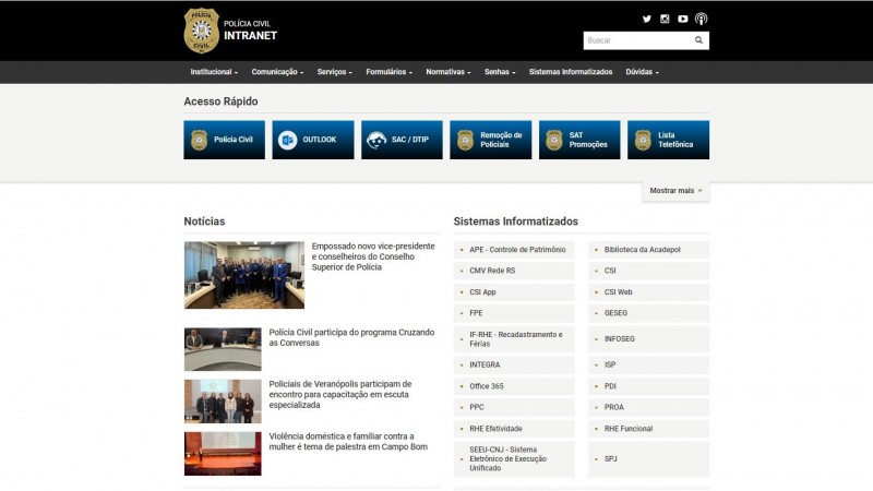 Nova Intranet Estará Disponível Na Terça Feira Polícia Civil Rs